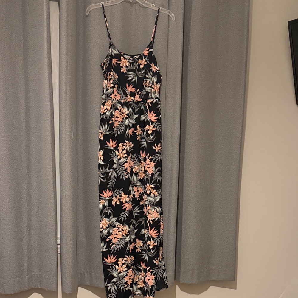 H&M Black Floral Dress with Pink and White Accents